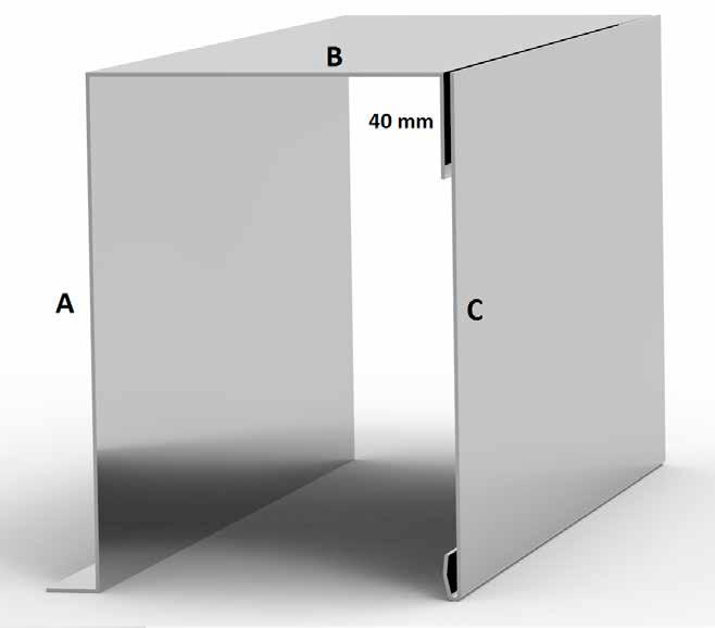 Wymiar Szerokość blachy osłonowej Wymiar A