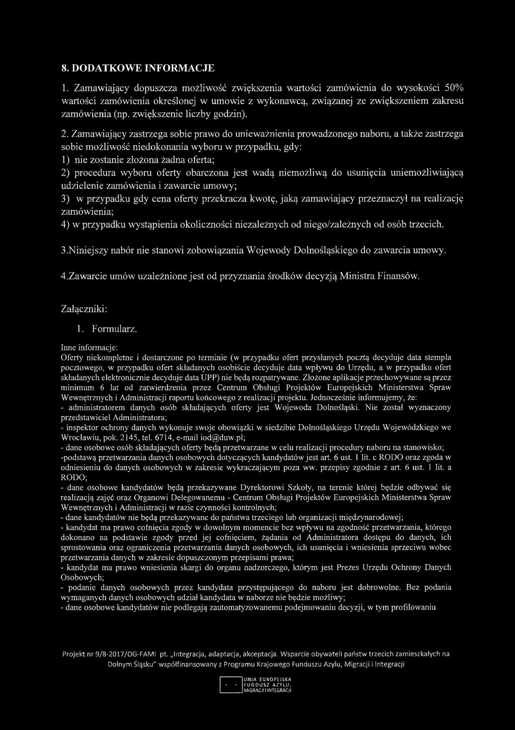 8. DODATKOWE INFORMACJE 1.