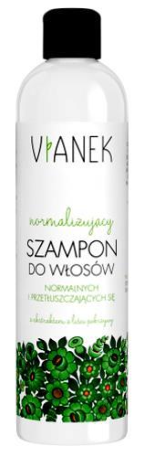 10. Vianek Szampon normalizujący Pojemność: 300 ml Cena: 15-21 zł Skład: Aqua, Lauryl Glucoside, Cocamidopropyl Betaine, Glycerin, Coco-Glucoside, Urtica Dioica Leaf Extract, Panthenol, Lactic Acid,
