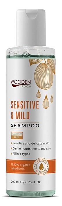 11. Wooden Spoon Hipoalergiczny szampon do wrażliwej skóry głowy Pojemność: 200 ml Cena: 30 zł Skład: Aqua; Decyl Glucoside; Lauryl Betaine, Xantham Gum; Sodium Chloride; Phenoxyethanol; Prunus
