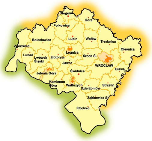 5.1. Stan bezpieczeństwa na drogach wojewódzkich w poszczególnych powiatach województwa dolnośląskiego Powierzchnia i ludność w województwie dolnośląskim.