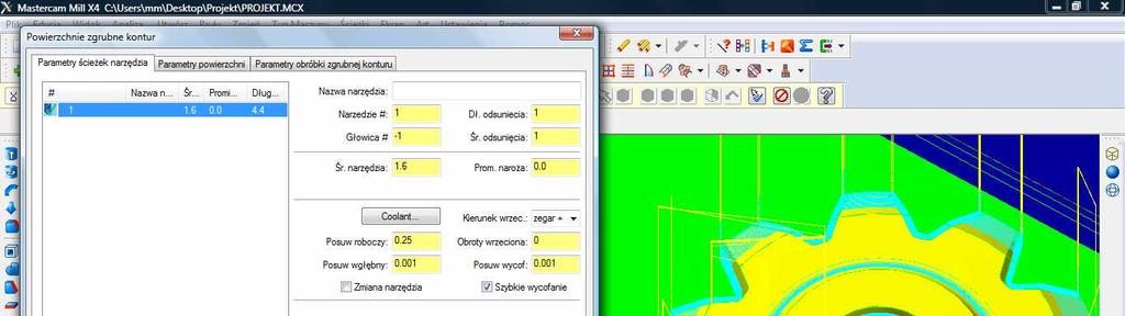 b) Parametry ścieżki