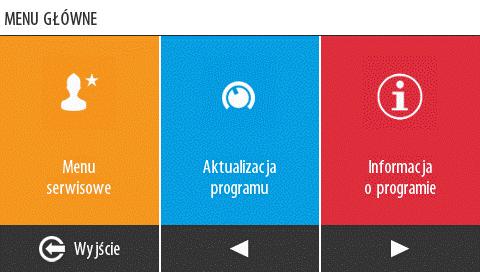 Menu serwisowe szereg funkcji do ustawienia pracy urządzenia przez autoryzowanych instalatorów.