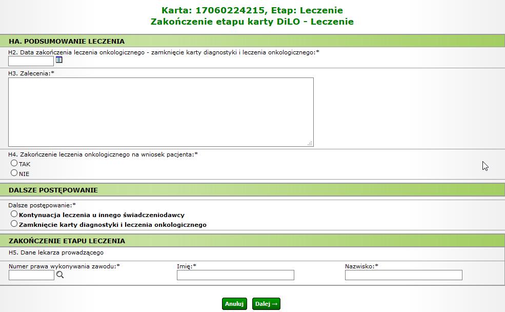 Nowość! W systemie AP-DILO wprowadzono możliwość wielokrotnego rozpoczynania i kończenia etapu LECZENIE przez różnych świadczeniodawców. Dotyczy to kart wydanych po 25.09.2015.