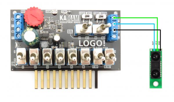 External sensor connector (EXTIN) It is possible to connect a external sensor to the IO Simulator module. Output voltage of connected sensor must not be higher than 5V DC.
