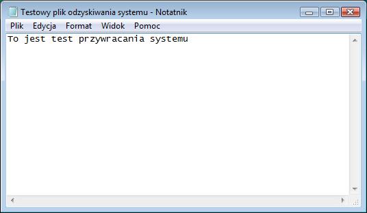 Krok 10 Otwórz notatnik klikając Start > Wszystkie programy > Akcesoria > Notatnik. W notatniku wpisz "To jest test przywracania systemu". Kliknij na Plik > Zapisz jako... Kliknij Dokumenty.