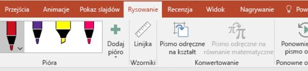 3. Zakładka Rysowanie (tylko Office 2019 i wyższe) Opcją, która doszła w najnowszej wersji pakietu Office 2019 jest możliwość rysowania na otwartych plikach.