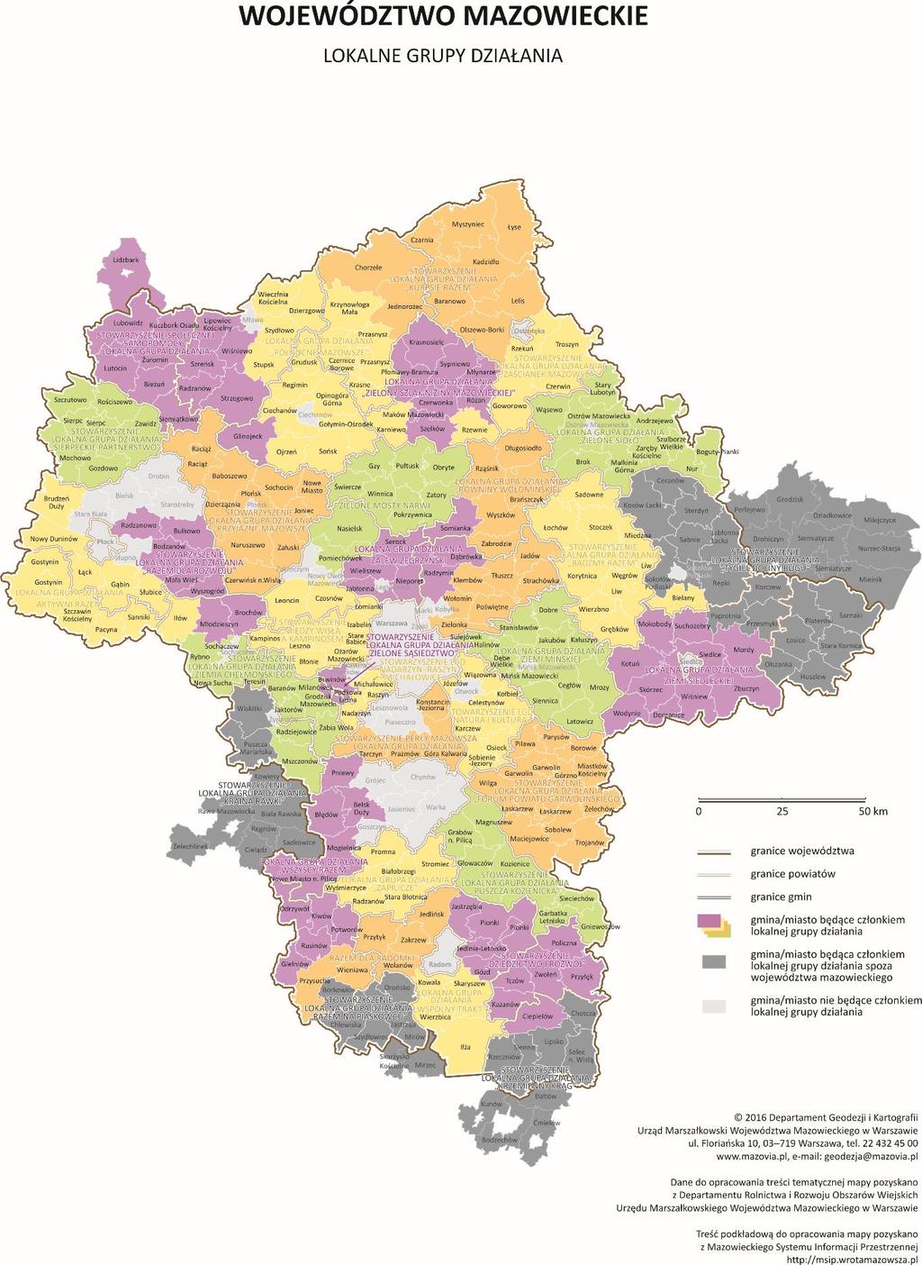 Mapa LGD w województwie