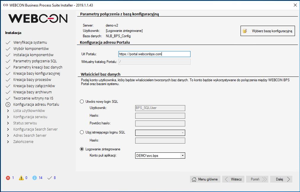 3.13. Instalacja WEBCON BPS Portal konfiguracja adresu Portalu W tym kroku definiujemy adres URL
