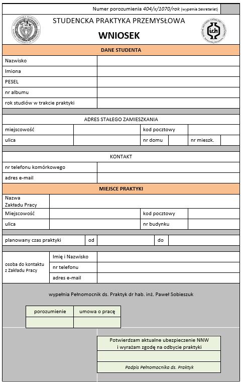 Krok 1: znaleźć miejsce praktyki Krok 2: formalności Student wypełnia