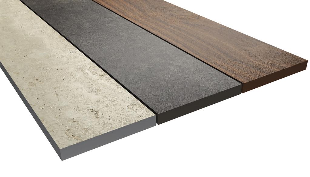 powierzchnie i struktury surfaces and structures zalety SCALAMID advantages SCALAMID Technologia produkcji płyt SCALAMID pozwala na uzyskanie dowolnej struktury wykończenia powierzchni, od