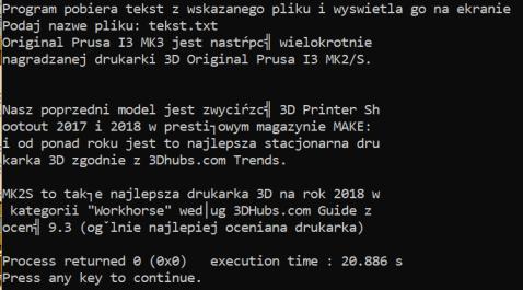 Zapis i odczyt danych o Funkcje fputs i fgets umożliwiają odczytanie i zapisanie danych do i z bufora (tekstowego) o Operowanie na większych blokach danych jest dzięki nim wygodniejsze jak za pomocą