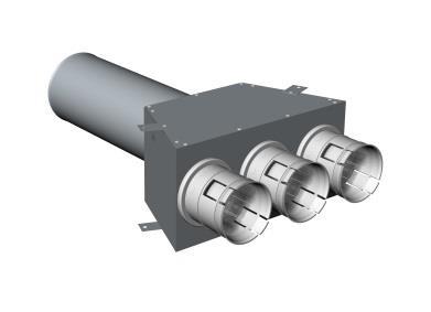 4 Skrzynka rozprężna dwu-króćcowa przelotowa Wysokość Szerokość Długość przyłączeniowego KLO-2x75/P-125-OC 150 mm 211 mm 100 mm 2 x 75 125 2 króćce przyłączeniowe z