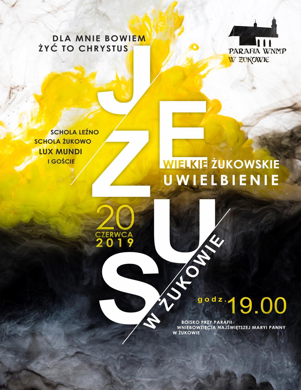 Po raz pierwszy w historii Żukowa zapraszamy wszystkich w uroczystość Bożego Ciała (20.06) o godz. 19:00 na plenerowy koncert uwielbienia: Wielkie Uwielbienie Żyć to Chrystus. Jeszcze przed godz.