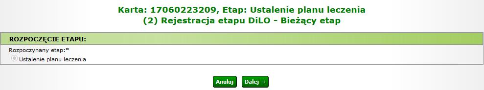 Aby przejść do kolejnych kroków należy użyć opcji Dalej.