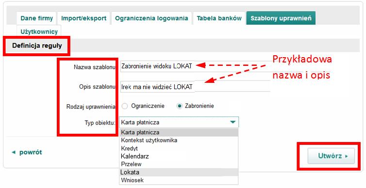 Założenie 2: Zabronienie dla Użytkownika do podglądu LOKAT EFEKT: Brak możliwości wyświetlenia m.in.