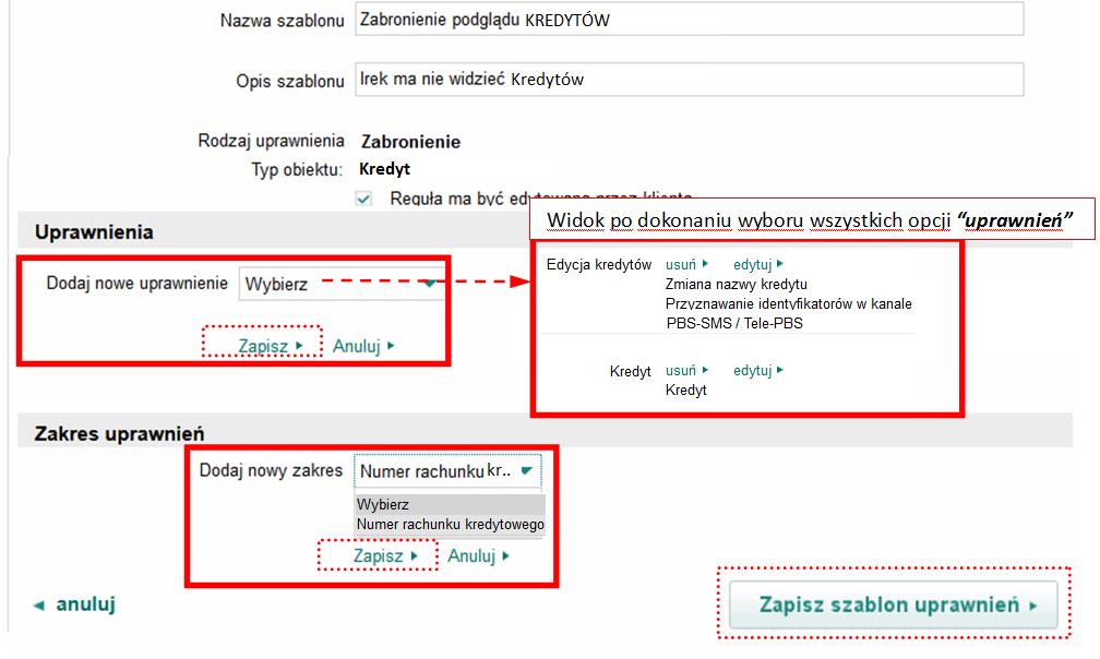 Założenie 3: Zabronienie dla Użytkownika do podglądu KREDYTÓW EFEKT: Brak możliwości wyświetlenia m.in.: listy kredytów, harmonogramu kredytów, szczegółów kredytów, akcja spłać ratę.