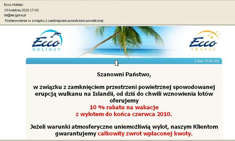 Rys. Przykład treści jakie znaleźć mogą się w wiadomości direct e-mail wysyłanej przez