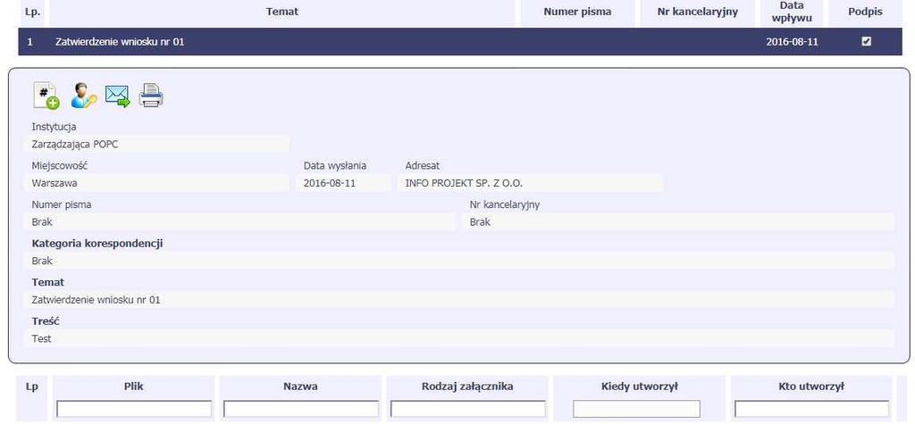 6.1.8. Nadawanie numeru W ramach SL2014 otrzymujesz również korespondencję oraz wiadomości z instytucji z którą podpisałeś/aś umowę.