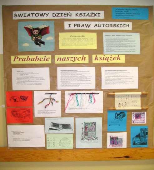 23 kwietnia Koło Przyjaciół Biblioteki zaplanowało następujące imprezy: inscenizację "Miś Uszatek w g. Cz. Janczarskiego dla kl.