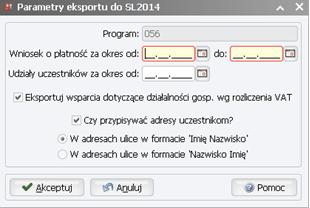 Na oknie "Parametryzacja generacji zapisów o udzielonych wsparciach" (SY0240) w kontekście procesu dla osób została dodana nowa opcja (check-box): "Generuj wsparcia ze zdarzeń IFA-Dz*Gos* dla