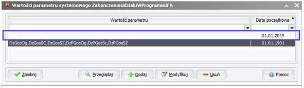 Dodana została nowa wartość parametru RPl040 ZakonczenieUdzialuWProgramieIFA ( Kody indywidualnych form