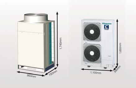 Cechy użytkowe Jednostka mimo zwartej kompaktowej konstrukcji zapewnia możliwość zastosowania jak w typowych systemach VRF.