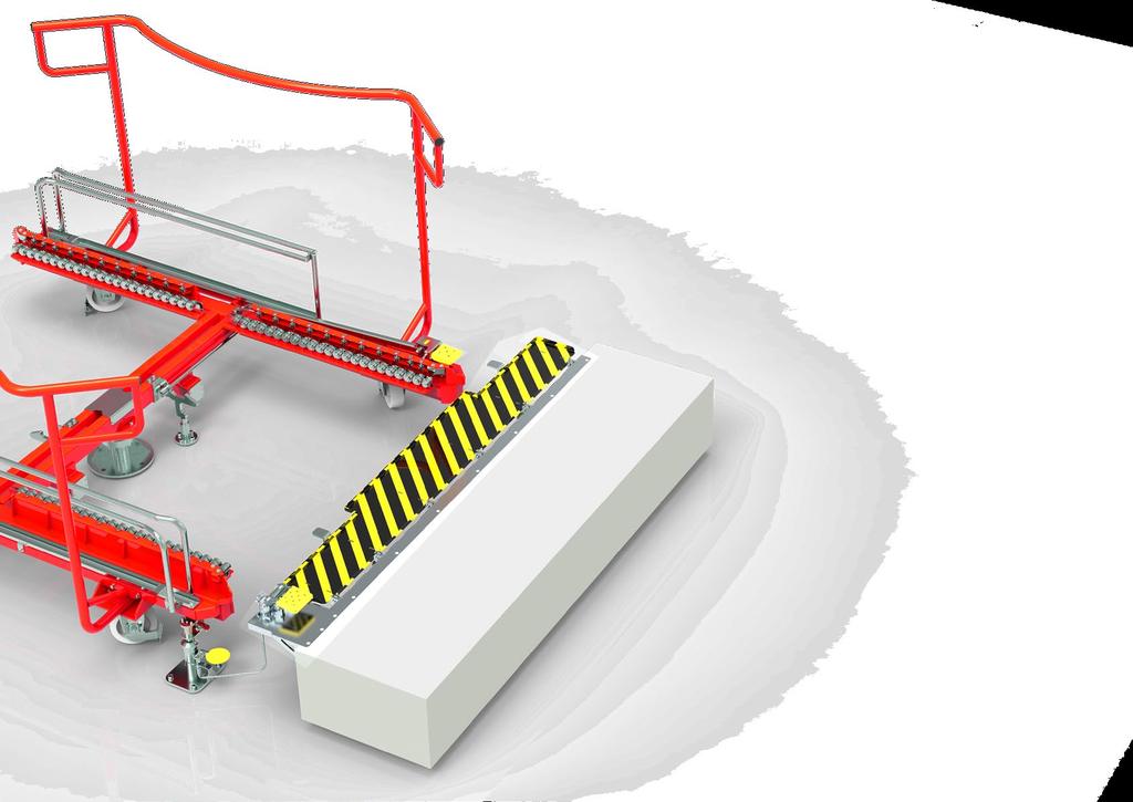 CONNECTION PLATFORM AND RELEASE PEDAL To ensure the maximum safety level, we have designed a special adapter which connects the turntable with the production section, eliminating the gap between