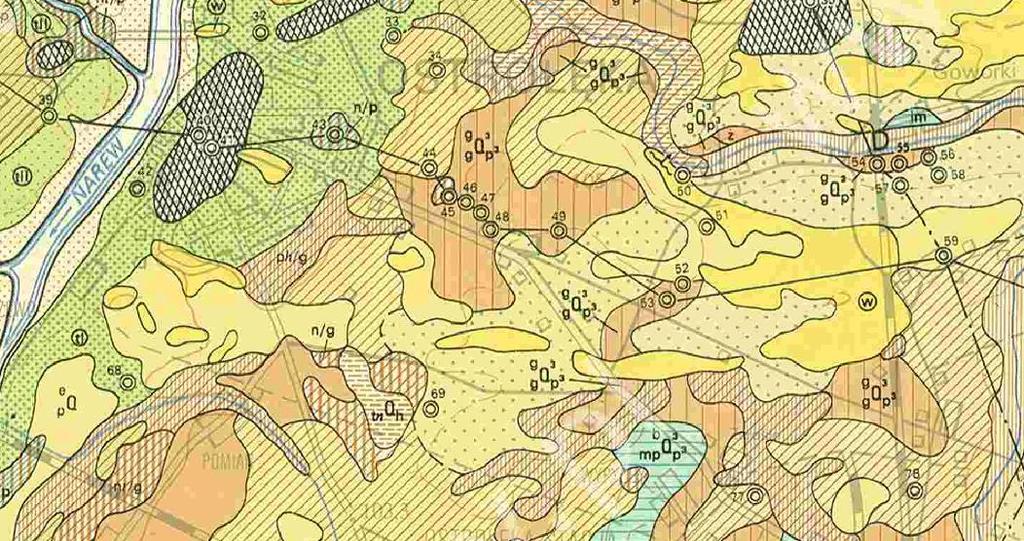 Budowa geologiczna i surowce mineralne Rys. 4. Fragment szczegółowej mapy geologicznej, ark.