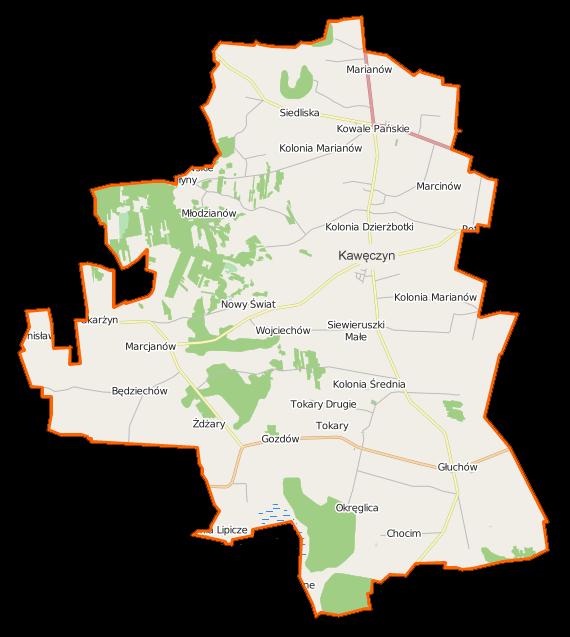 Rysunek 1 Mapa Gminy Kawęczyn Źródło:https://pl.wikipedia.