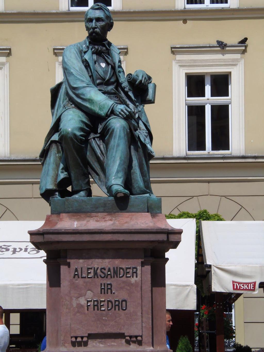 Pomnik. To jest pomnik we Wrocławiu. Aleksander Fredro to Polak ze Lwowa.