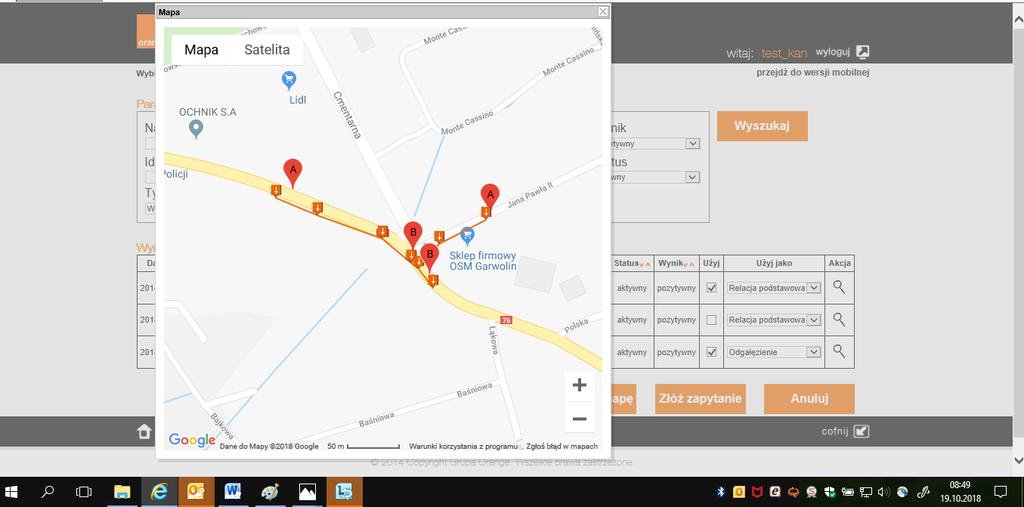 Przycisk Nanieś na mapę umożliwia po zaznaczeniu przycisku Użyj naniesienie danego