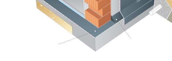 5 P+W tynk cementowo-wapienny Porotherm 44 EKO+ przeciwwodna izolacja pozioma doprowadzona do brzegu ław fundamentowych klin z zaprawy wodoszczelnej łączący poziomą i pionową izolację przeciwwodną