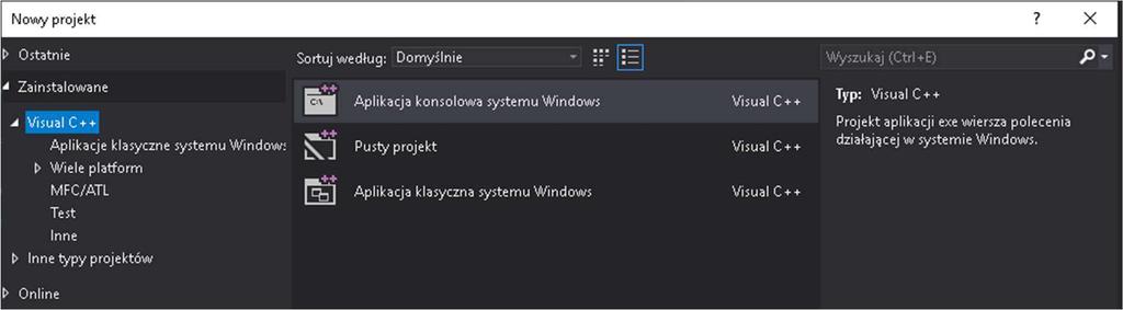 Laboratoria: 1. Uruchom program VS. Utwórz nowy projekt dla języka C/C++ aplikację konsolową.