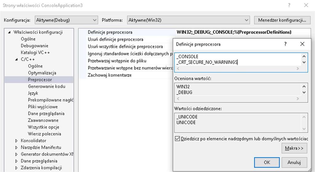 8. Praca w trybie Debug. Domyślnie Twój projekt kompilowany jest w trybie Debug (definicja w I części konspektu). Dostępny jest również tryb Release. Jest to tryb dla wersji produkcyjnej (końcowej).