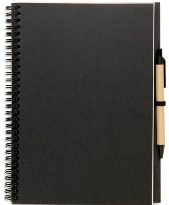 4 Notatnik/notes eco z długopisem Ekologiczny notes z surowców wtórnych w dwóch kolorach: szt. w kolorze czarnym oraz szt.