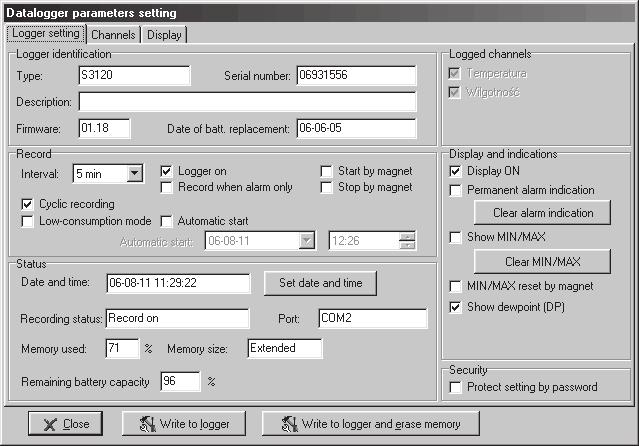 4.2. KONFIGURACJA REJESTRATORA PROGRAMEM DATALOGGER 4.2.1. KOMUNIKACJA Z REJESTRATOREM Do komunikacji z komputerem jest przeznaczony specjalny adapter optyczny.