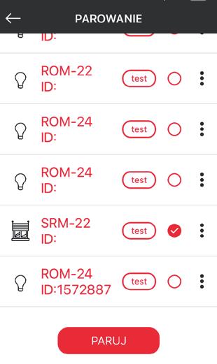 Poprawne usunięcie przycisku sygnalizowane jest kilkukrotnym szybkim zamruganiem diody STATUS na zielono oraz wygaszenie diod, powiązanych z daną roletą.