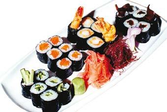 ebi tempura hosomaki sake maki z łososiem