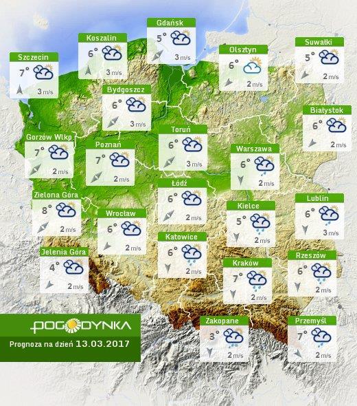 Prognoza pogody dla Polski na dziś Prognoza