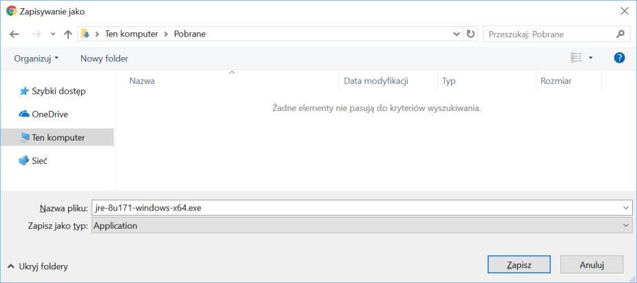 pobierania instalatora, gdzie należy wybrać jego ścieżkę zapisu: Rysunek 12.