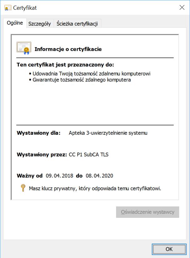 Teraz należy odnaleźć zainstalowany certyfikat zgodnie z procesem jego importu. W tym celu w oknie magazynu certyfikatów po lewej stronie należy wybrać opcję Osobisty, a następnie Certyfikaty.