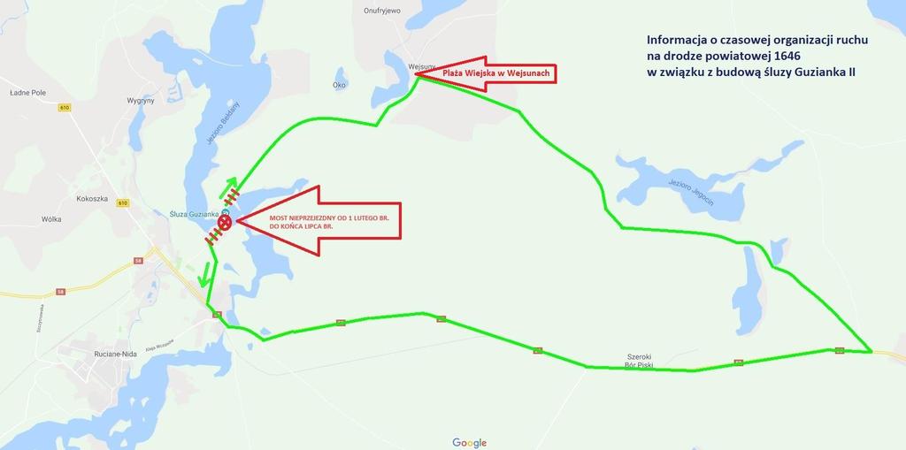 Mapka objazdu do Wejsun: