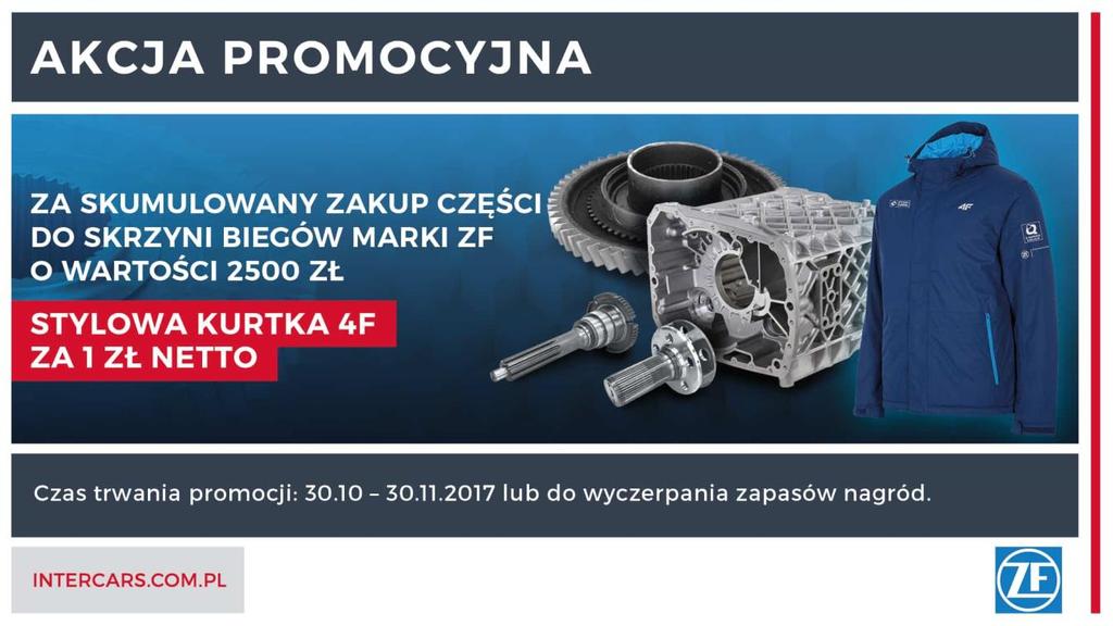 Stylowa kurtka 4F za 1 zł netto Za skumulowany zakup części do skrzyni biegów marki