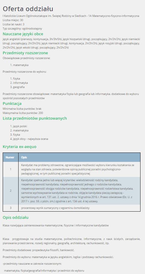Podstawowe informacje dotyczące przeglądania oferty edukacyjnej szkół ponadgimnazjalnych Do oddziałów dwujęzycznych międzynarodowych oraz oddziałów sportowych/ mistrzostwa sportowego przeprowadzany