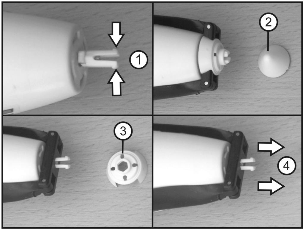 b) Wymiana śmigła Śmigło i kołpak są zamocowane prze mechanizm zaciskowy (1).