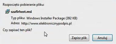 Kliknij na przycisk Zapisz plik i poczekaj do końca instalacji.