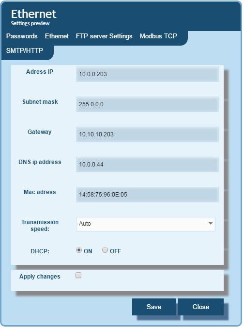 Rys.16. 21 Widk kna zmiany parametrów interfejsu Ethernet 5.7.