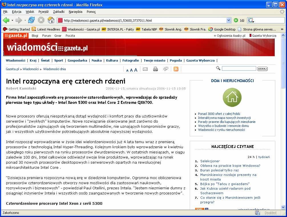 procesorów Intel Xeon, pracujących z zegarami od 1,6 GHz do