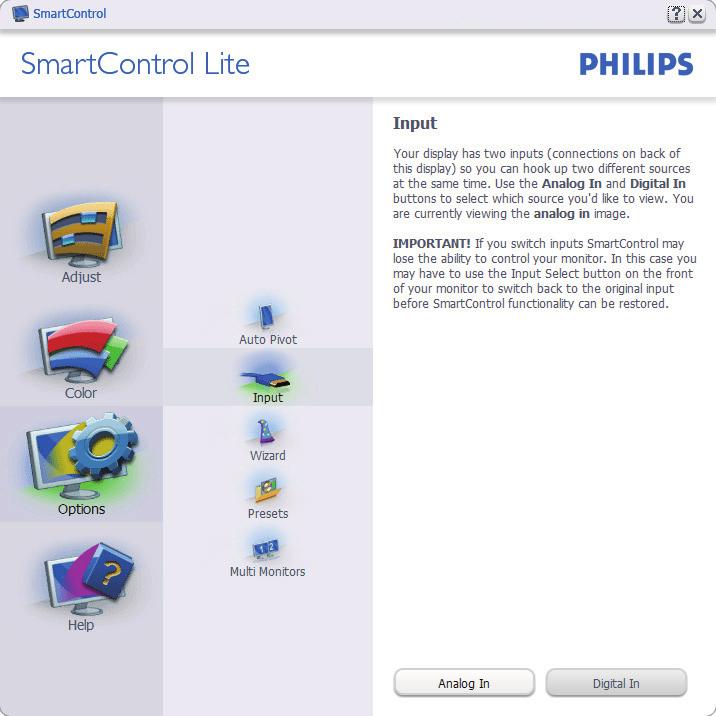 menu kontekstowego wyświetla wybory SmartControl Lite dla opcji Select Preset (Wybierz ustawienia wstępne) i Tune Display (Dostosuj ekran) w menu kontekstowym na pulpicie po kliknięciu prawym